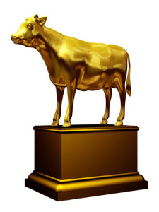 golden calf on a pedestal